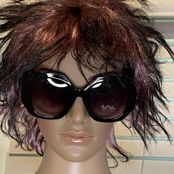 Bob Mackie Accessories - Bob Mackie Oversized Octagon Shaped Black and Gold Sunglasses NWT